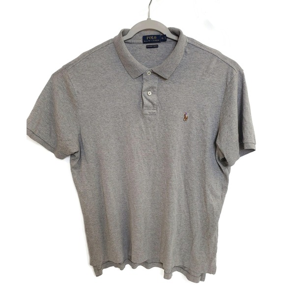 Polo Ralph Lauren Polo Shirt Mens XL Gray Pima Soft Touch Embroidered Santa Pony - Picture 1 of 8